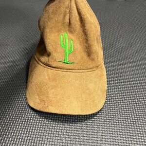 Brown Suede Embroidered Cactus Adjustable Baseball Cap